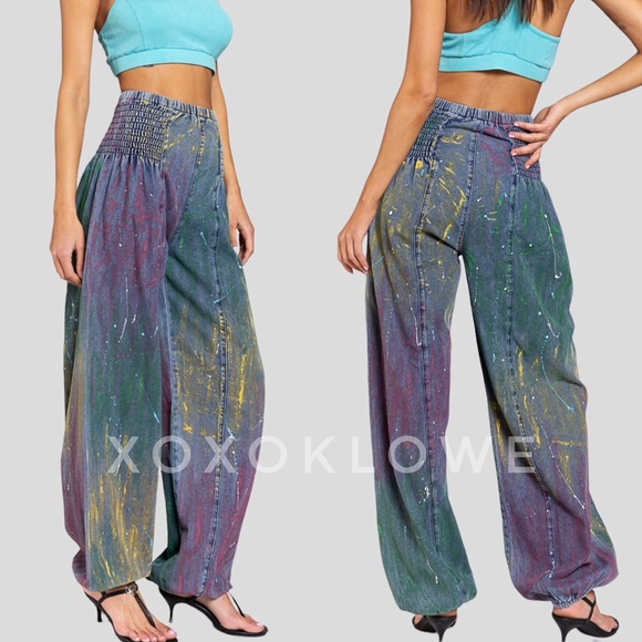 POL Rainbow Festival Harem Jogger Denim Jeans - Picture 2 of 15